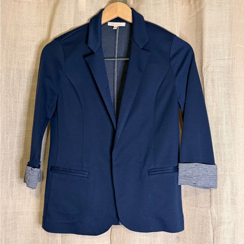 Skies Are Blue Dark Blue Blazer with Gray Accents